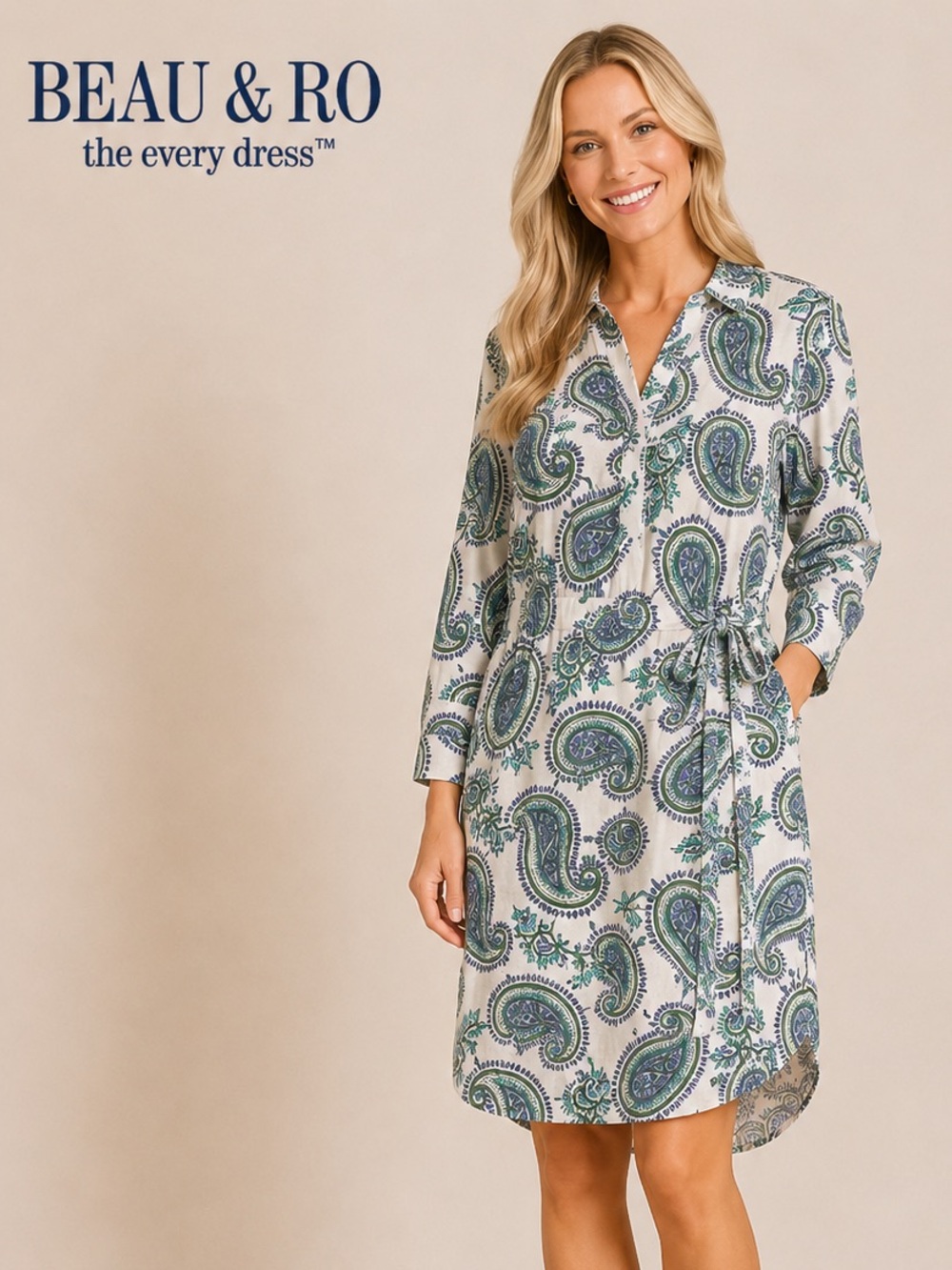 BEAU & RO Paisley Wrap with 3/4 sleeves.